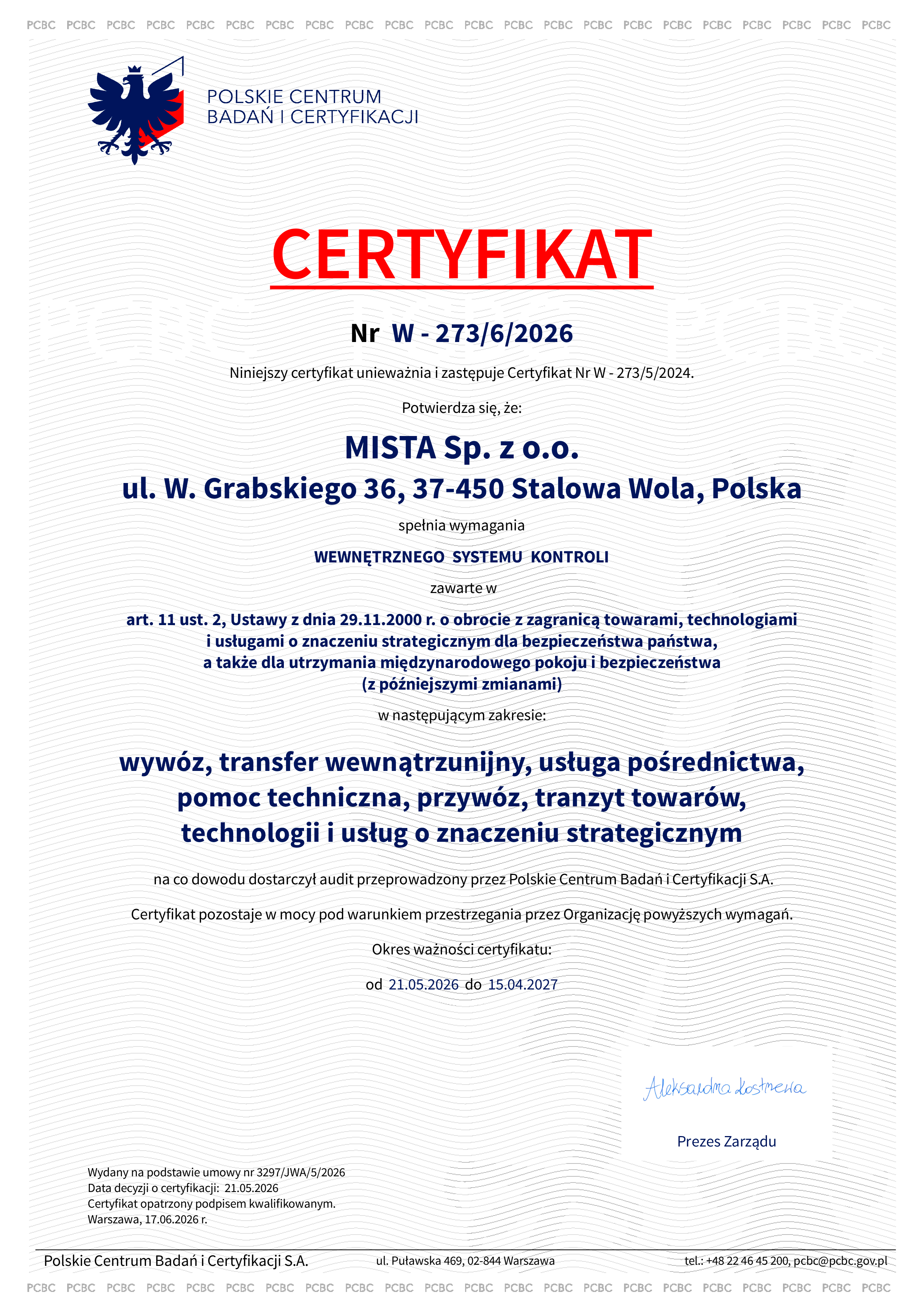 wsk 2026 mista cert. pol sign